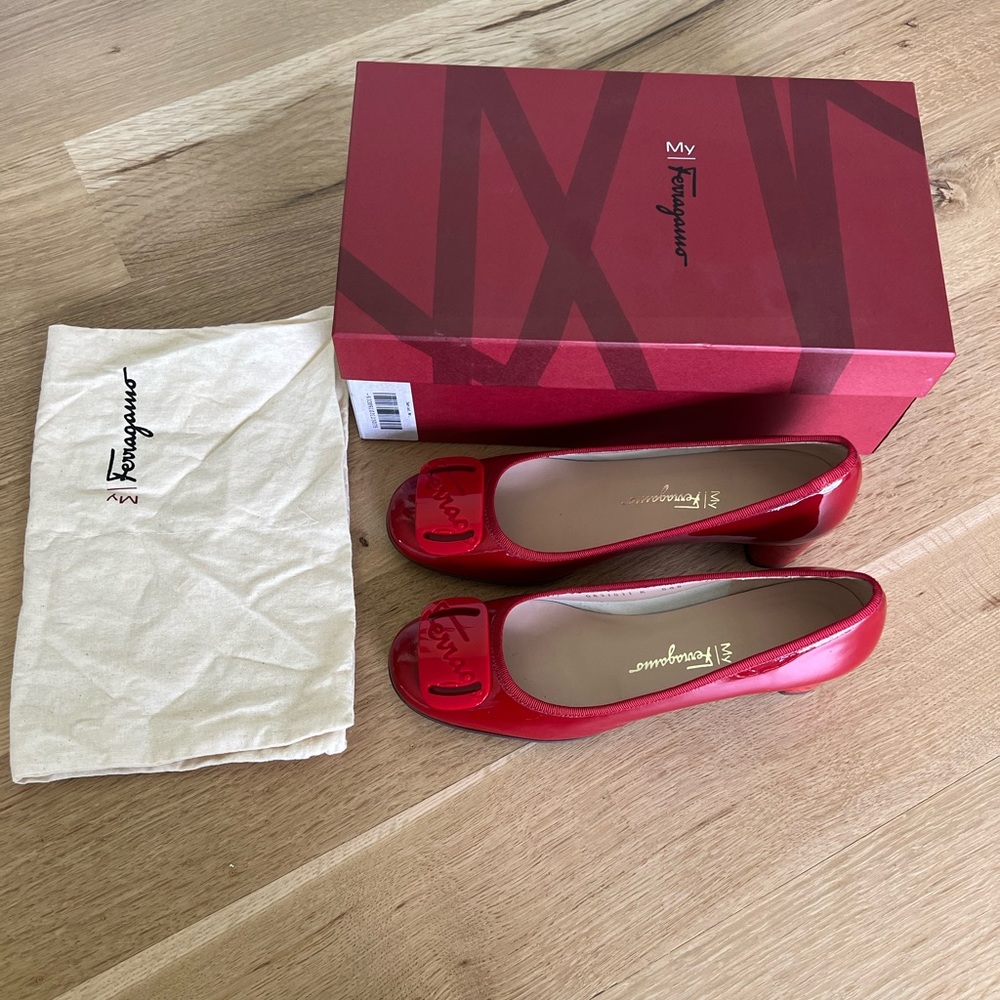 Ferragamo “Charm” Red Patent Leather - Never Worn - 7.5
